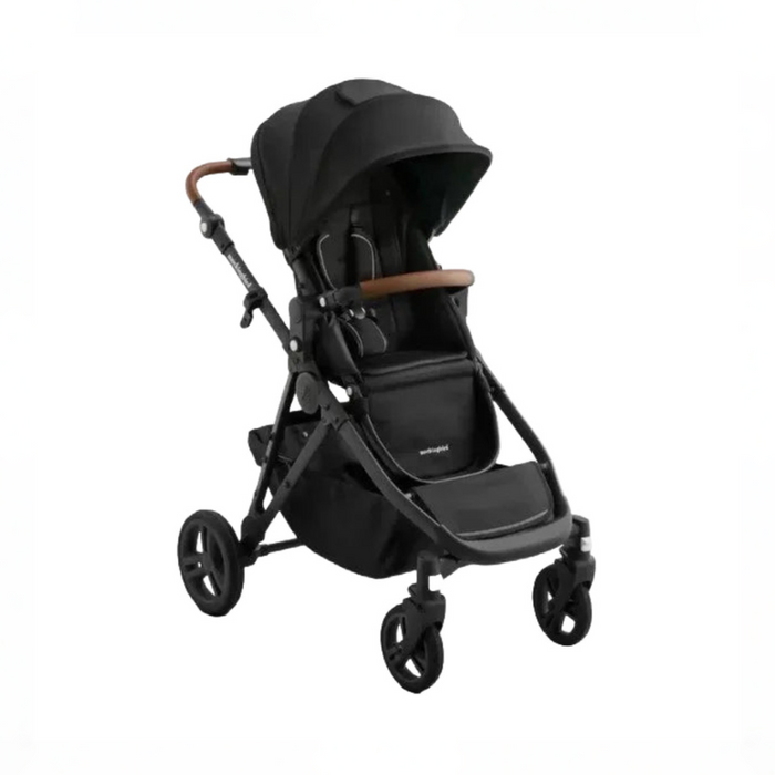 Mockingbird Single to Double 3.0 Stroller, 2025, Charcoal with Penny Leather, Solid Black