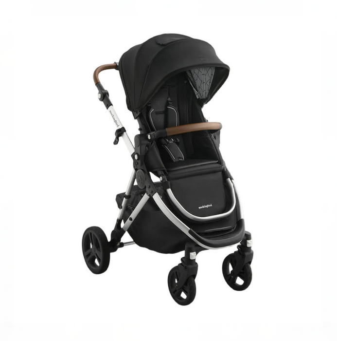 Mockingbird Single 3.0 Stroller, 2025, Black Windowpane, Silver with Penny Leather