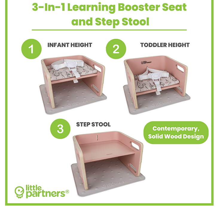 Little Partners 3-in-1 Learning Booster Seat and Step Stool, Blush