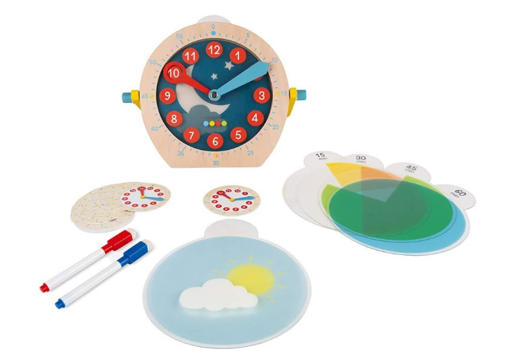 Janod Learn to Tell Time Wooden Educational Teaching Clock