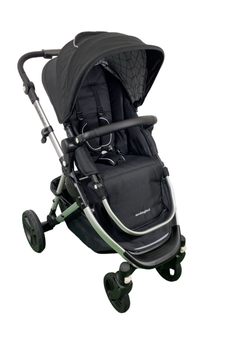 Shop Mockingbird Single to Double 2.0 Stroller, 2024, Black, Silver With Black Leather, Windowpane at GoodBuy Gear