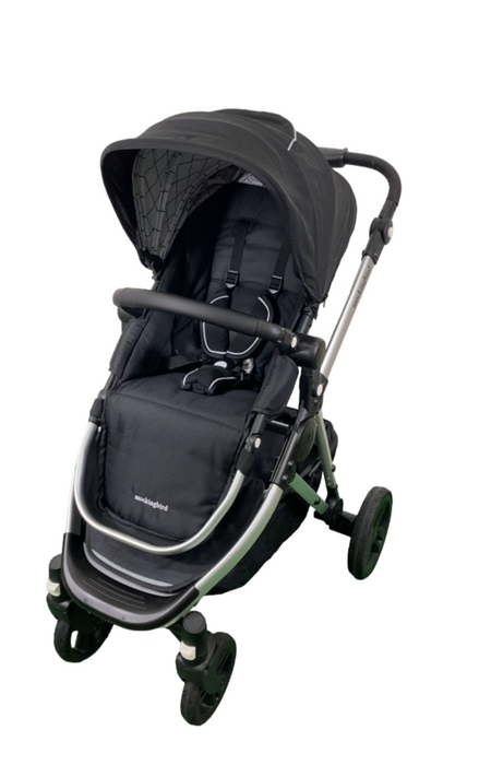 Shop Mockingbird Single to Double 2.0 Stroller, 2024, Black, Silver With Black Leather, Windowpane at GoodBuy Gear