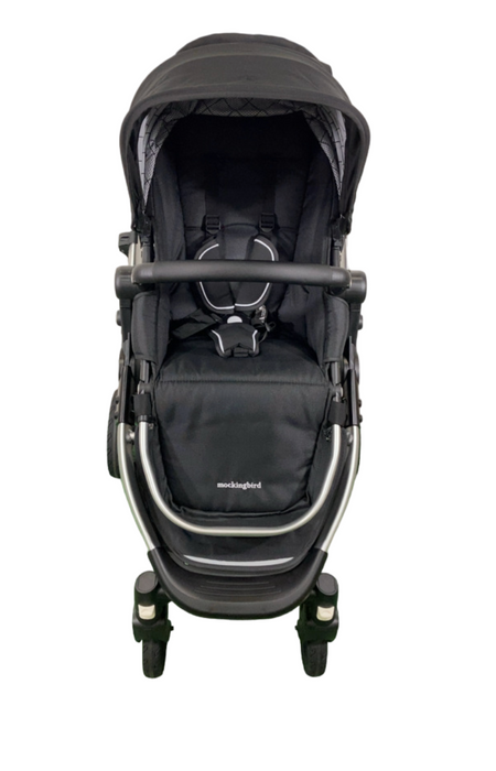 Shop Mockingbird Single to Double 2.0 Stroller, 2024, Black, Silver With Black Leather, Windowpane at GoodBuy Gear