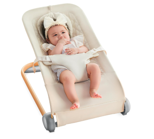 Flying Fish Portable Baby Bouncer Seat, Beige
