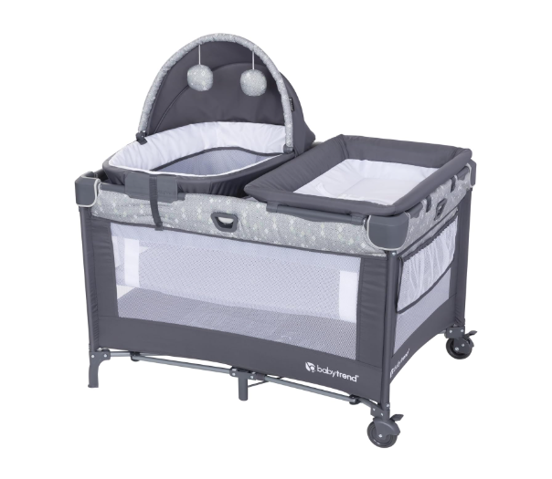 Baby Trend Nursery Den Playard with Snooze Pod and Flip Over Changer, Diamond Sage