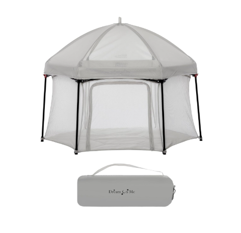 Dream On Me Onyx Playpen Set with Canopy, Grey