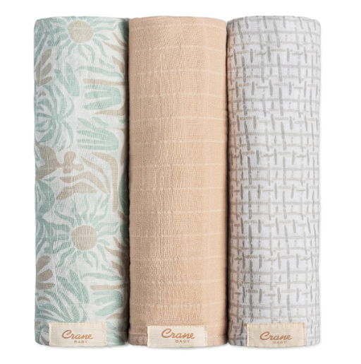 Shop Crane Baby Cotton Muslin Swaddle Blankets Set of 3, Beach Life at GoodBuy Gear