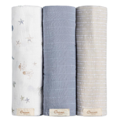Shop Crane Baby Cotton Muslin Swaddle Blankets Set of 3, Sea Life at GoodBuy Gear