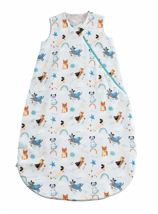 LouLou Lollipop Tencel Sleep Bag, 0-6 Months, Superhero Dog, 1.0 TOG