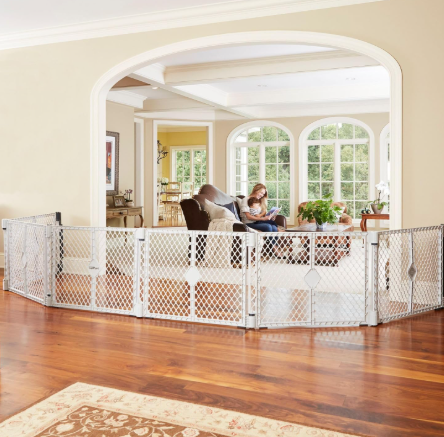 Toddleroo By North States Superyard 6-Panel Play Yard and Barrier with Wall Mounts, Plastic