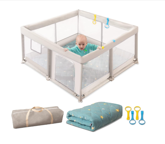 Sulavie Baby Playpen, Gray