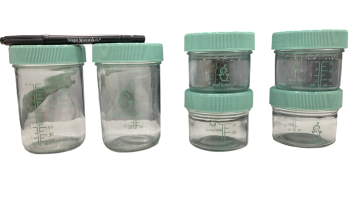 Sage Spoonfuls Glass Jar Containers, Pack, (4) 4oz (2) 8oz
