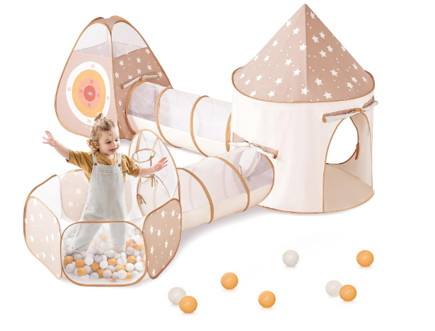 Tiny Land Play Tunnel and Ball Pit 5 Piece, Peachskin fabric