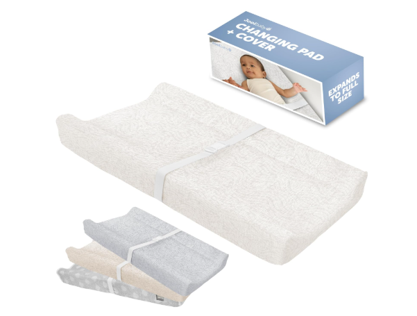 Jool Contoured Changing Pad And Cover, Off White/Wave