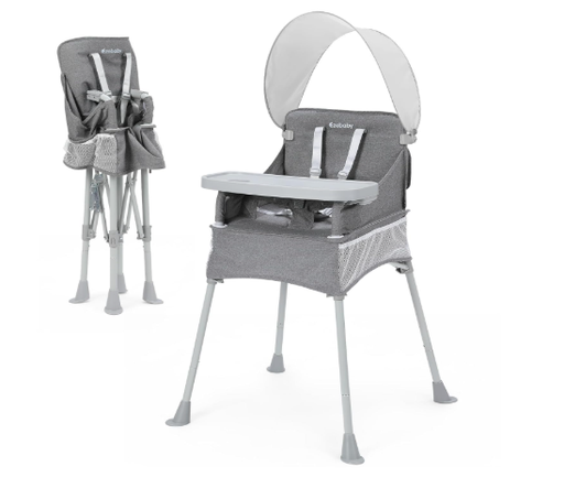 Shop Ezebaby Baby Portable High Chair with Sun Canopy, Grey at GoodBuy Gear