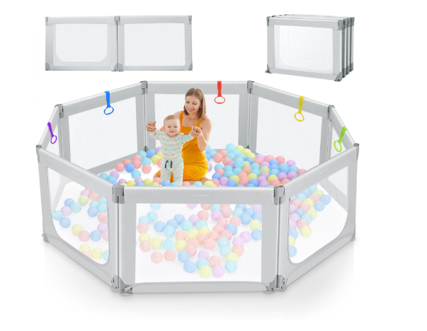 Kidirect Collapsible Foldable Playpen, Grey