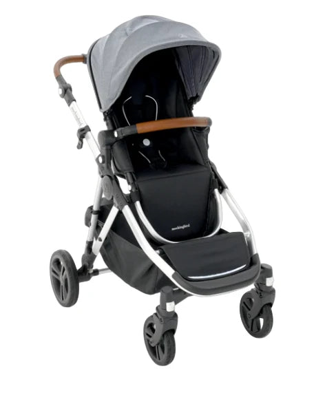 Mockingbird Single to Double 2.0 Stroller, Heather Grey, Silver With Penny Leather, 2025, Solid Grey