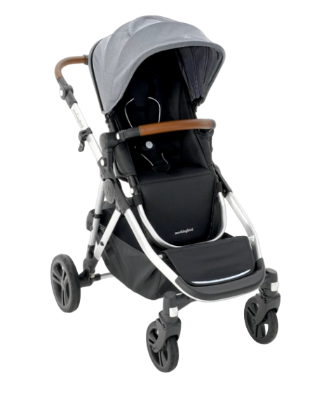 Shop Mockingbird Single to Double 2.0 Stroller, Heather grey, Silver With Penny Leather, 2025, Solid Grey at GoodBuy Gear