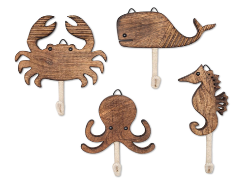 Shop Crane Baby Wooden Wall Hooks Set, Sea Life at GoodBuy Gear