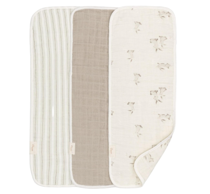 Crane Baby Organic Muslin Baby Burp Cloths, Bunny
