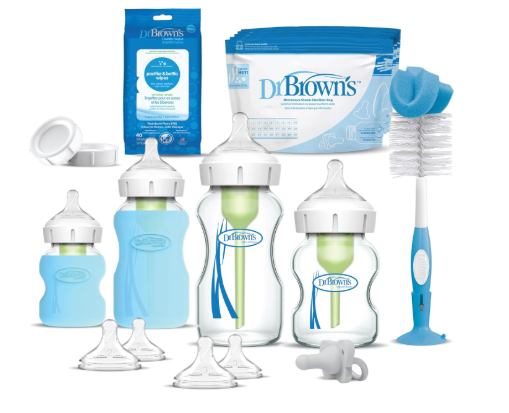 Shop Dr. Brown's Natural Flow Anti-Colic Options+ Wide-Neck Glass Baby Bottle & HappyPaci Starter Set, Blue at GoodBuy Gear