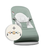 Shop BabyBjorn Bouncer Balance Bundle With Toy Bar, Light Gray Frame, Light Sage/Gray, Pastel Googly Eyes at GoodBuy Gear