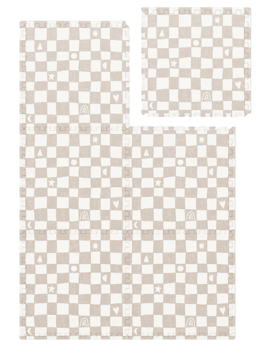 Lalo Play Mat, 4x6, Oatmeal Checkered
