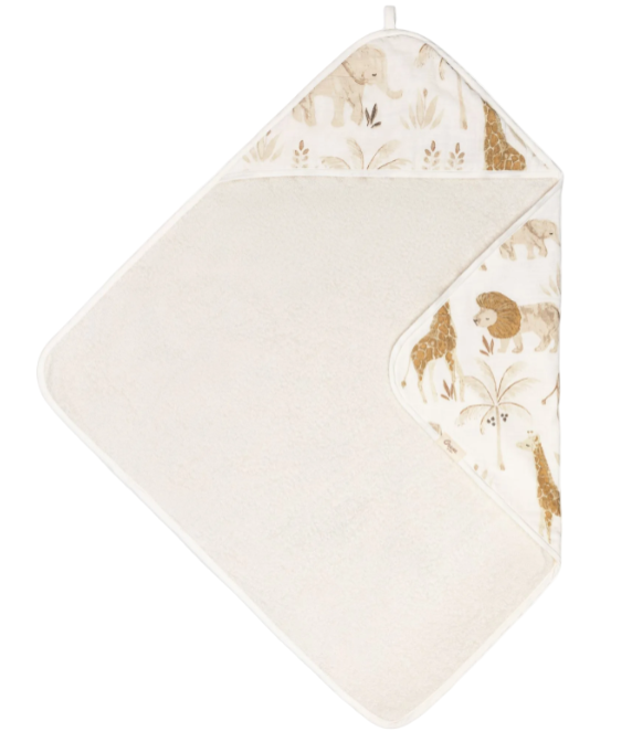 Crane Baby Cotton Hooded Towel, Kendi Safari Animal