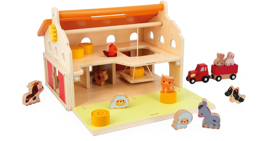 Janod Farm Wooden 18-Piece Playset, My First Barn