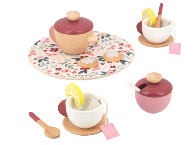 Janod Twist My First Tea Set, 16 Piece Wooden Set