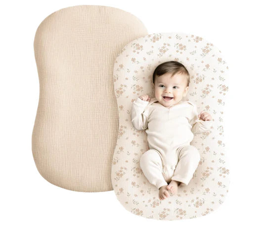 Konssy Muslin Baby Lounger Cover 2 Pack, Blossom/Pink