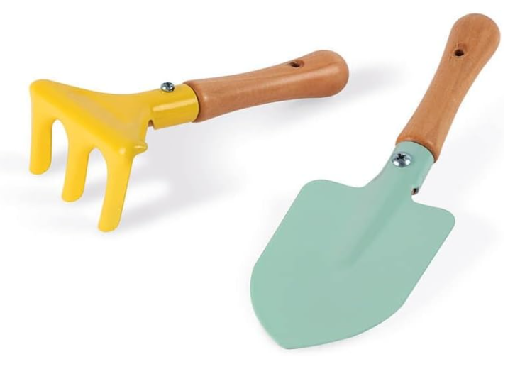 Janod Happy Garden Set of 2 Gardening Tools, Rake and Trowel