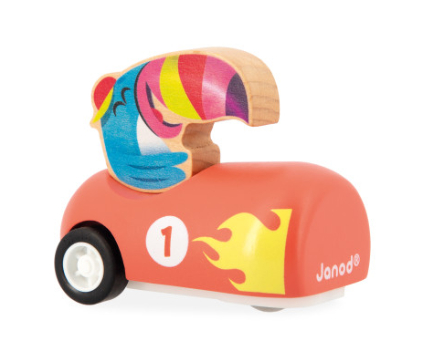 Janod Appelpop Pull-Back Car, Toucan