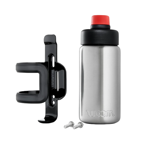 Woom GLUG Stainless Steel Bottle + Bottle Cage, Stainless