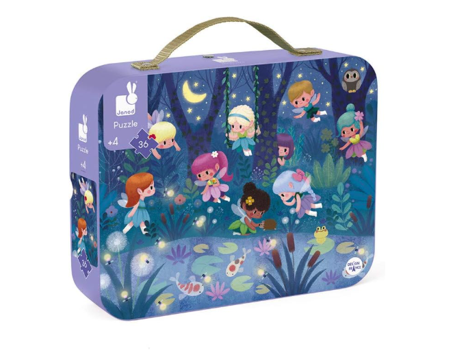 Janod 36 Piece Garden Jigsaw Puzzle, Fairies & Water Lillies