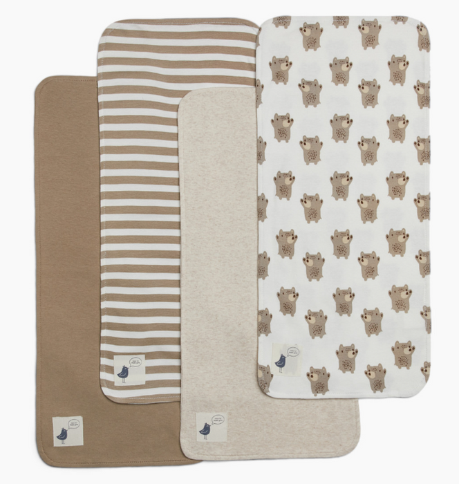 Small Story 4 Pack Burp Cloths, Neutral Bears