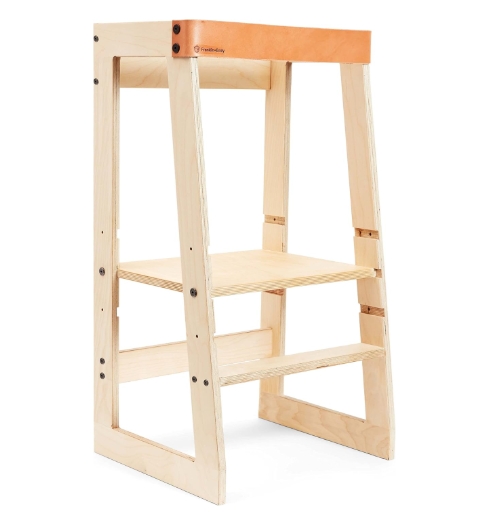 Franklin + Emily Wooden Toddler Tower, Birch/Leather