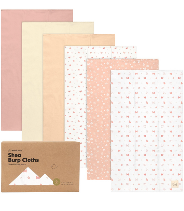 KeaBabies Shea Burp Cloths 6 Pack, Butterflies