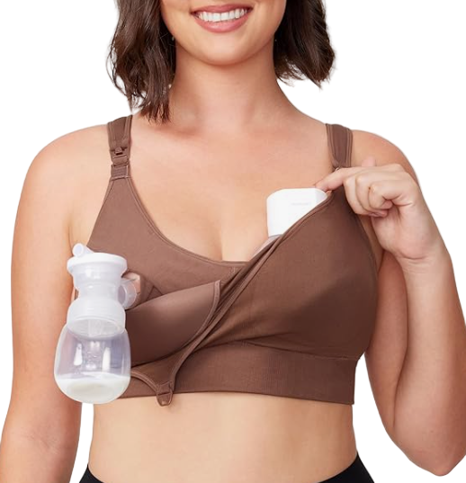 Momcozy Hands-Free Nursing And Pumping Bra, Chocolate, XX-Large