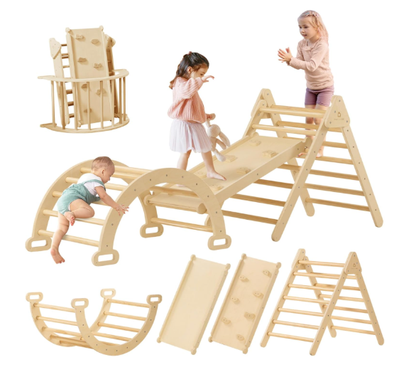 Tiny Land 3-in-1 Montessori Climbing Set, Natural