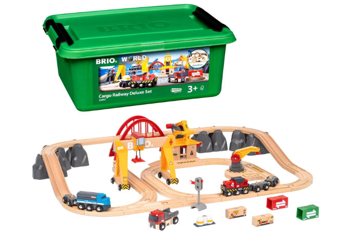 Brio Cargo Railway Deluxe Wooden Train Set, 54 Piece Set