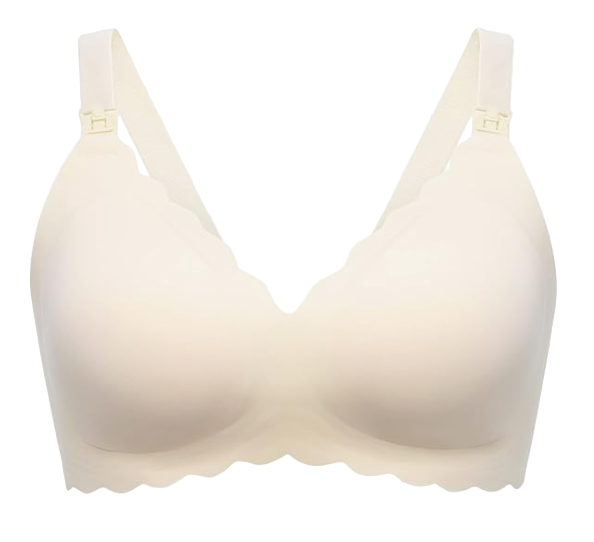 Momcozy Jelly Strip Seamless Floral Push up Nursing Bra, 3XL, Cream