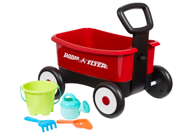 Radio Flyer Push & Pull Walker with Garden Tools, Red