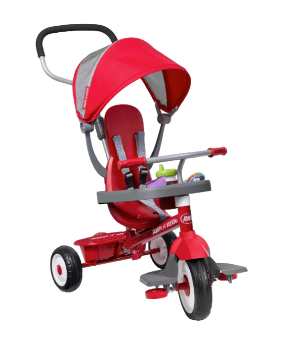Radio Flyer 4-in-1 Stroll 'n Trike, Push and Pedal Tricycle (481T), Red
