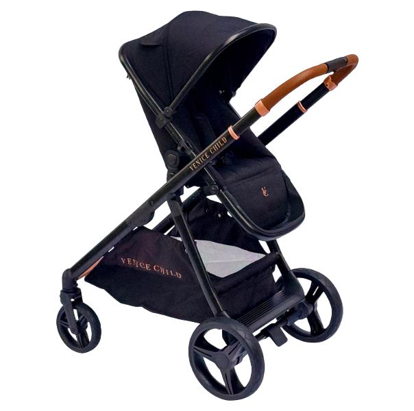 Venice Child Ventura Single to Double Sit-And-Stand Stroller, 2022, Midnight Black