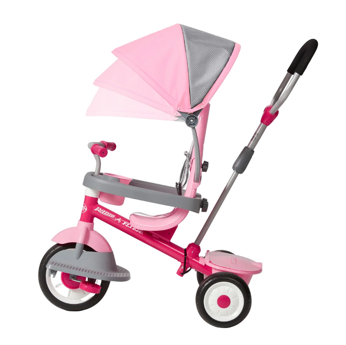 Radio Flyer 4-in-1 Stroll 'n Trike, Pink, Push and Pedal Tricycle (481T)