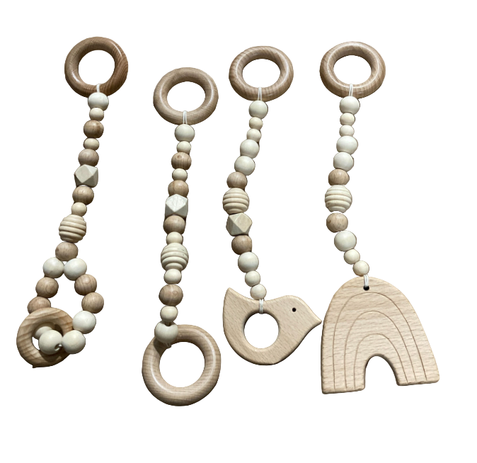 Poppyseed Play Wooden Baby Gym, Natural Wood w/ Natural Toys