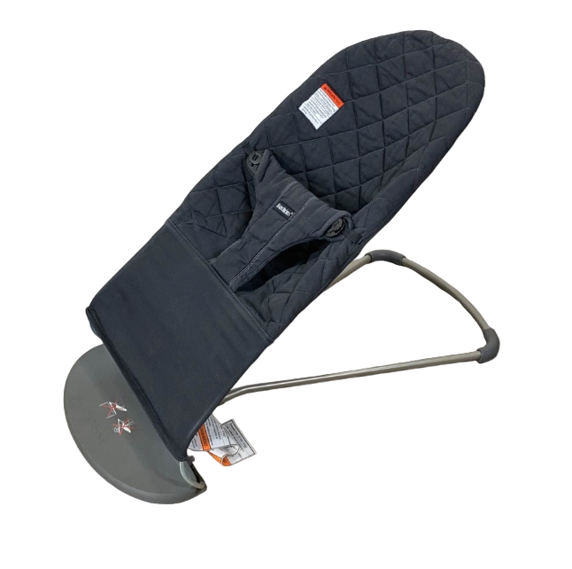 BabyBjorn Bouncer Bliss, Black Woven Classic Quilt, Dark Gray Frame