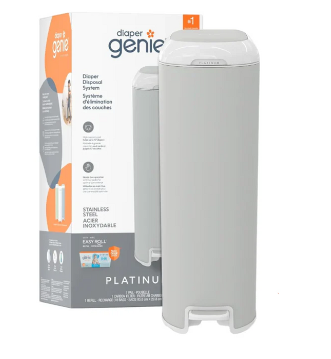 Diaper Genie Platinum Pail Gift Set, Grey