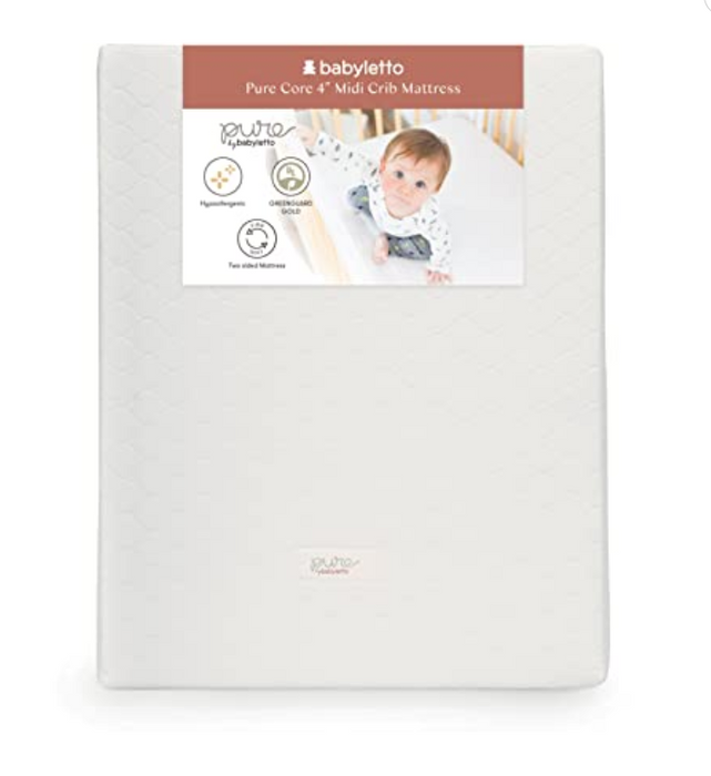 Babyletto Pure Core 4” Midi Crib Mattress With Hybrid Waterproof Cover, M5397C